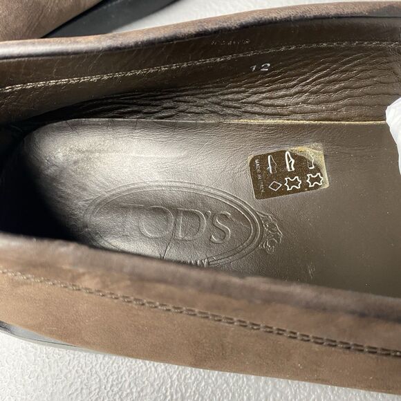 Tod's Driving Shoes Penny Loafers Mens Size 12 Brown Suede Slip On Made in Italy - Picture 2 of 7